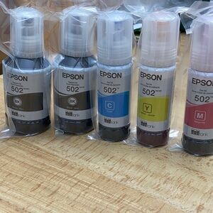 Epson Ink 502, 2 Bottles Black, 1 Cyan, 1 Yellow, 1 Magenta